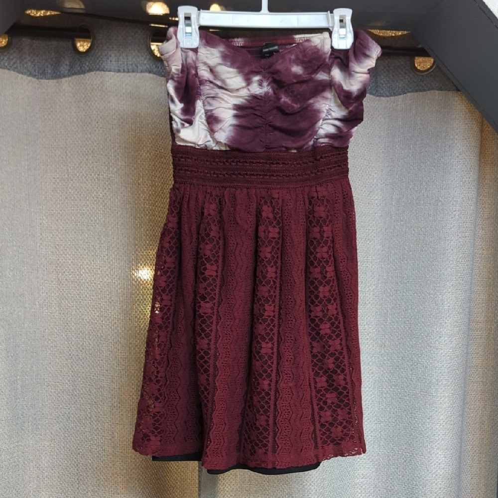 Purple and Burgundy Strapless Dress